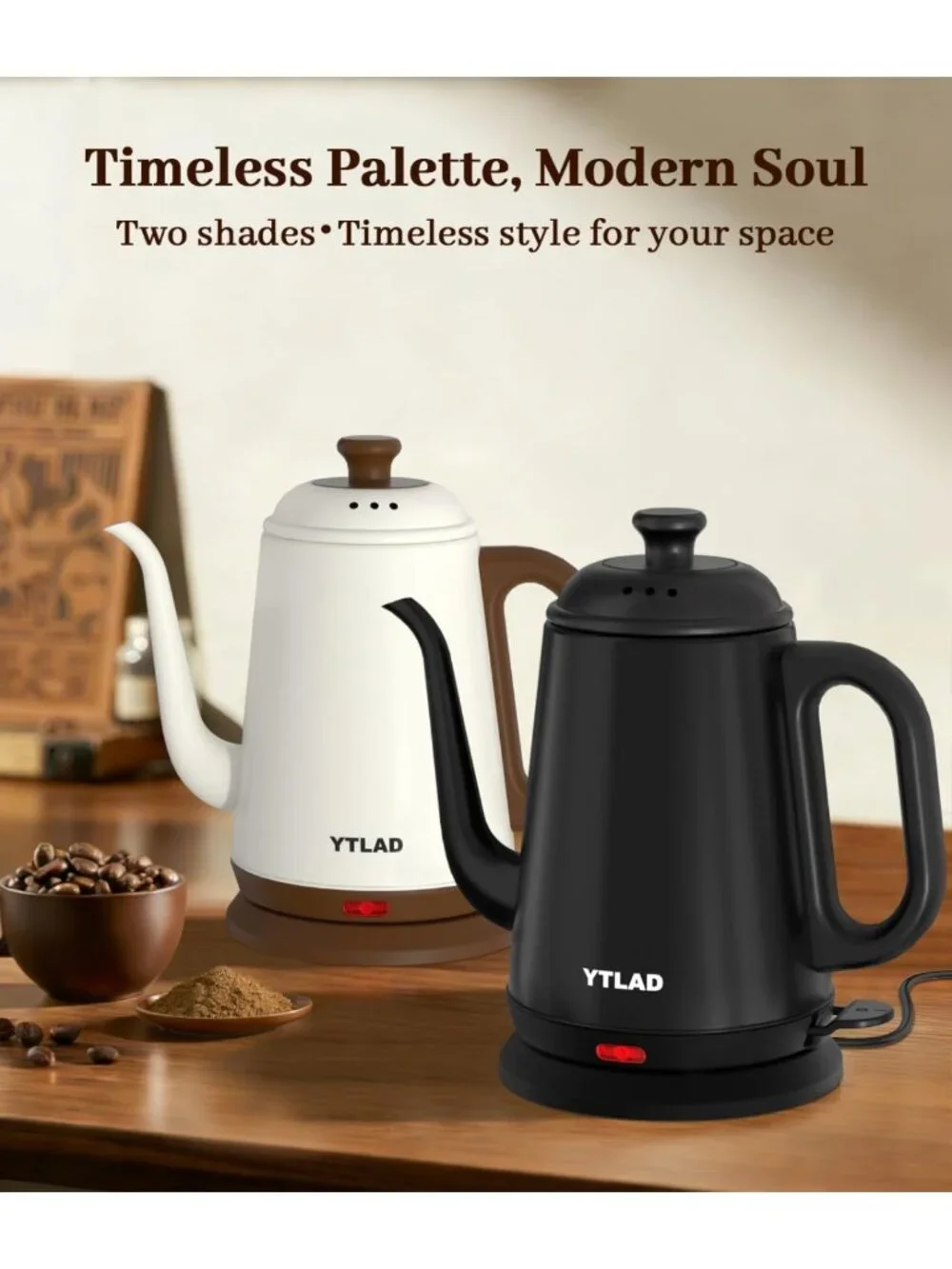 1L Gooseneck Electric Kettle for Pour-Over Coffee & Tea, Fast Boiling, BPA-Free